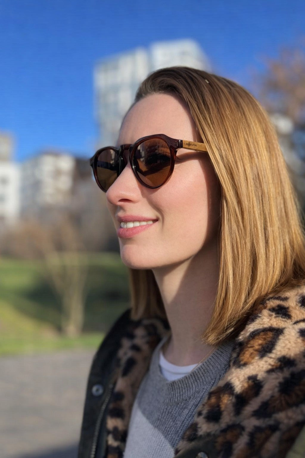 NORVEN - Gafas de Sol con Patillas de Madera